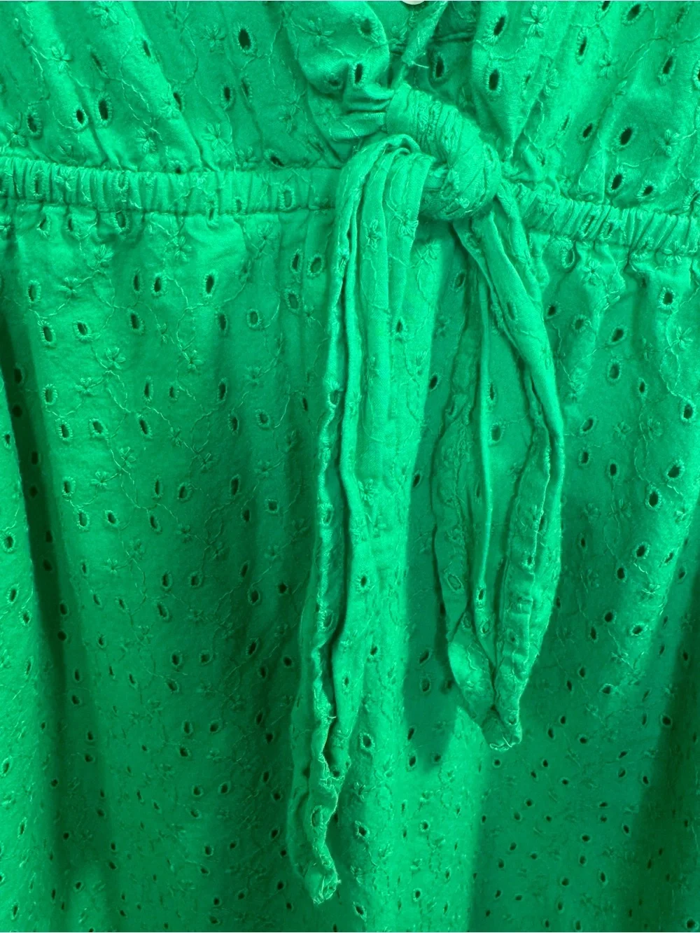 J.Crew Mercantile Green Eyelet Shirt Dress M Cotton Collared Cottagecore Preppy